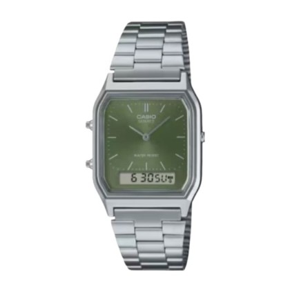 Casio Vintage AQ-230A-3AMQY Silver Stainless Steel Band Unisex Watch